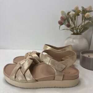 Vionic Rosa Ankle Strap Wedge Sandal Gold Women's 9.5 M